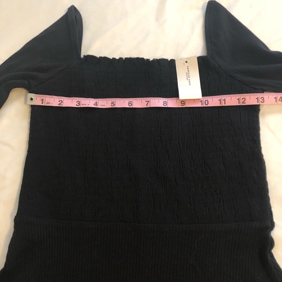 NWT American Eagle black long sleeve square neck smocked mini dress size XSP - Picture 11 of 12